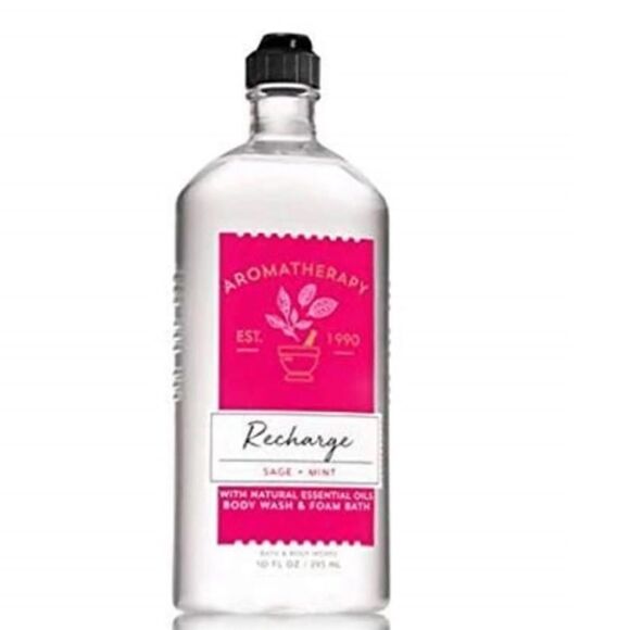 Bath & Body Works Aromatherapy Recharge Sage Mint Body Wash& Foam Bath 10oz